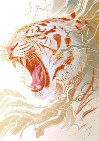 White tiger roar art drawing animal.