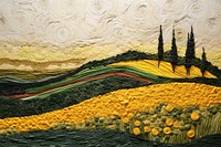 Landscape pattern textile yellow.