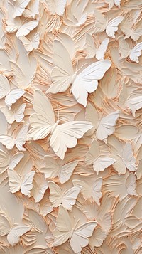 Butterfly bas relief pattern wallpaper petal white.