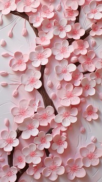 Cherry blossom bas relief pattern flower petal plant.