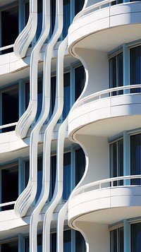 Pattern of balcony on tall modern building architecture pattern city.