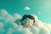 Cute angle sleeping on the cloud fantasy background cartoon nature toy.