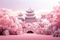 Cute japanese castle cherryblossoms fantasy background outdoors nature plant.