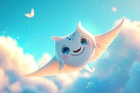 Cute ray flying in the sky fantasy background cartoon outdoors nature.