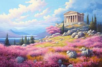 Greek temple painting architecture landscape.