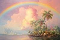 Landscape painting rainbow outdoors.