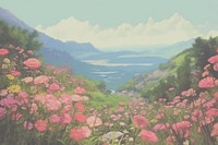  Flower landscape mountain outdoors. AI generated Image by rawpixel.