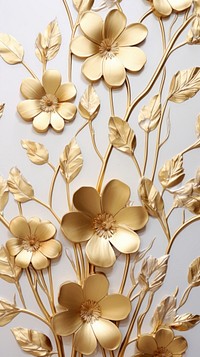 Gold leaf flower bas relief pattern art plant backgrounds.