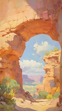 Colorful desert arch painting architecture outdoors.