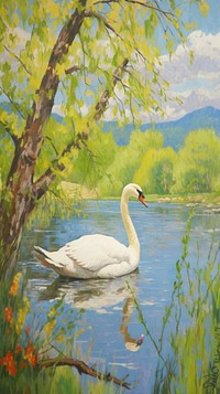 Painting swan waterfowl outdoors.