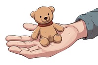 Human hand holding a teddy bear cartoon human cute.