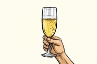 Human hand holding a glass of champagne drink wine beer.