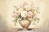 Illustration of flowr in vase painting art flower.