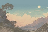  Moon landscape outdoors painting. AI generated Image by rawpixel.