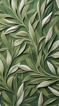 Olive leaf bas relief pattern art wallpaper plant.