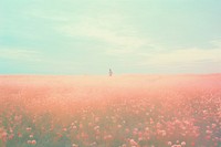  Flower field landscape outdoors horizon. AI generated Image by rawpixel.