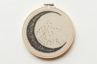 Moon in embroidery style pattern textile calligraphy.