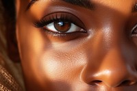 A young African woman Healthy skin face perfection cosmetics.