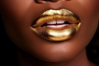 African american woman skin lipstick gold.