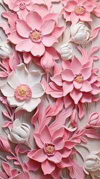 Pink flower bas relief pattern art petal plant.