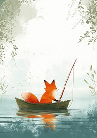 Fox fishing on boat outdoors vehicle animal.