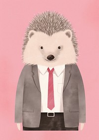 Angry hedgehog in business suit mammal animal nature.