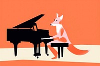 Illustration minimal of a fox play piano keyboard musician pianist.