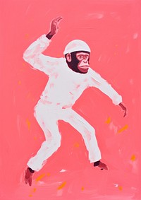 Monkey playing icw skating art painting adult.