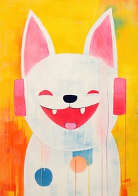 Happy fox wear headphone art backgrounds abstract.