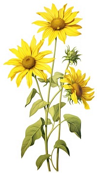 Sunflower vertical plant white background inflorescence.