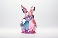 Rabbit shape crystal art white background.