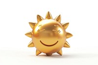 Cute smiling sun Chrome material shiny shape gold.