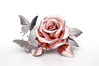 Rose and butterfly Chrome material flower plant white background.