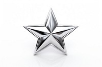 Shooting star in Chrome material silver symbol shape.