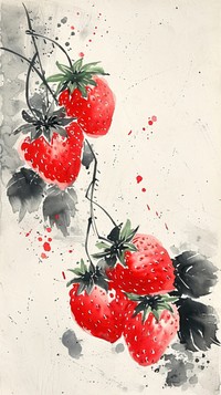 Painting strawberry fruit plant.