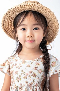 Little asian girl wearing summer fashion child white background hairstyle.