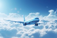 Blue sky and cloudy with airplane aircraft airliner vehicle.