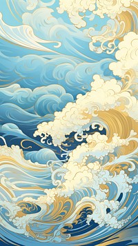 Blue ocean wave outdoors pattern art.