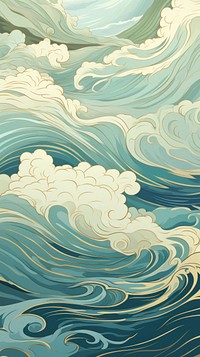 Blue ocean wave art outdoors pattern.
