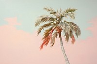  Palm tree with tropical flowers outdoors painting plant. AI generated Image by rawpixel.