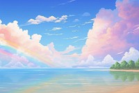  Rainbow beach sky backgrounds. AI generated Image by rawpixel.