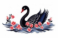 Black swan in embroidery style animal bird creativity.