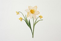 Daffodil in embroidery style needlework flower plant.