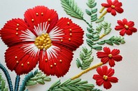 Hibiscus daisy in embroidery style pattern needlework textile.