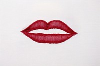 Lipstick in embroidery style textile white moustache.