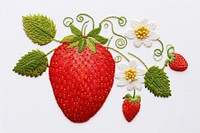 Strawberry in embroidery style needlework pattern fruit.