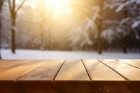  Winter sunlight bokeh background wooden table top nature. AI generated Image by rawpixel.