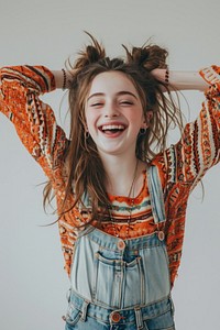American teenager girl laughing smile happy.