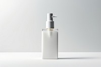 Skincare bottle cosmetics perfume white background.