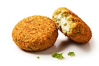 A whole and half falafel fritters cutlet bread.